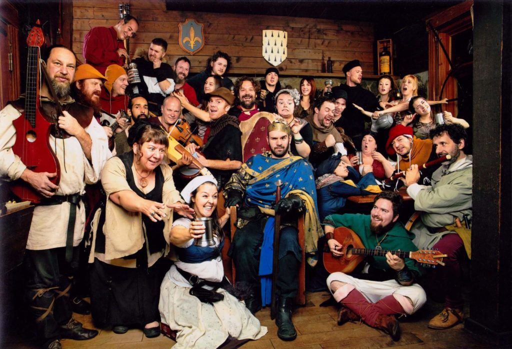 A bachelor party in a medieval decor