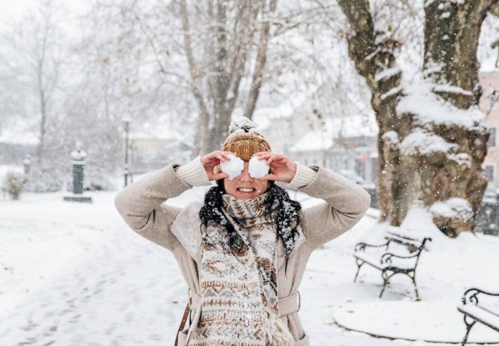 A girl enjoying the winter in Montreal