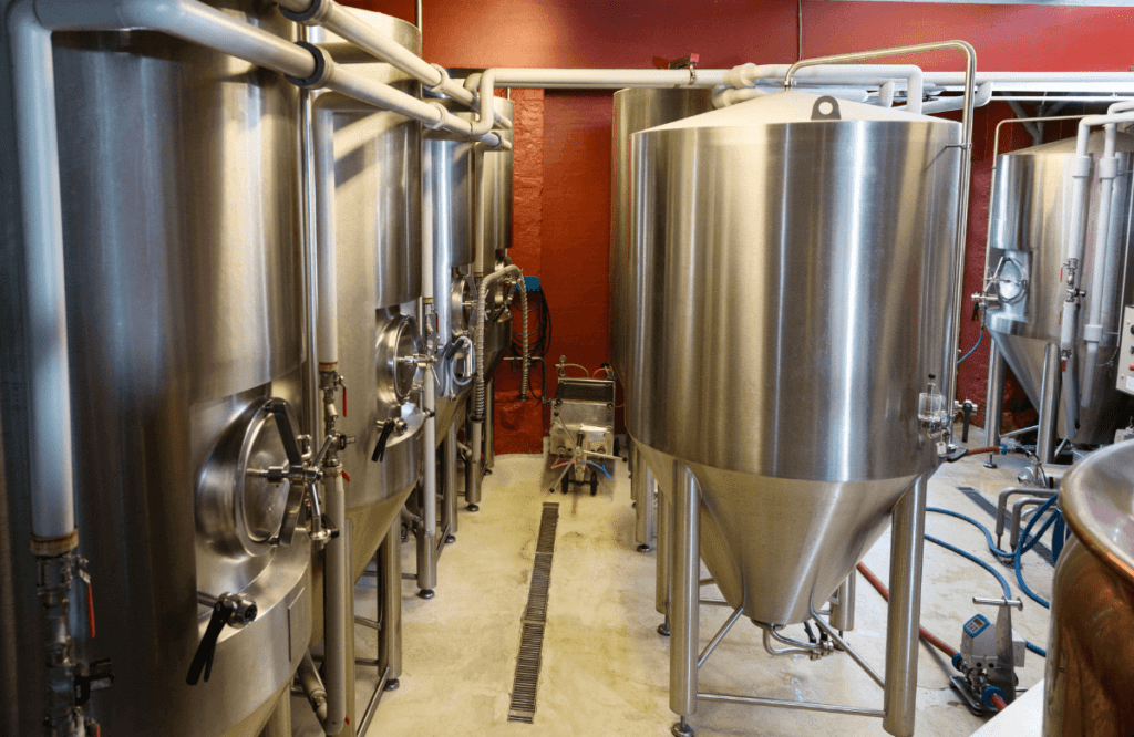 Brewing tanks used in a Montreal microbrewery