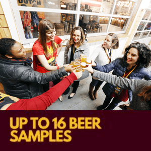 Sample up to 16 beers - women cheers with beer samples