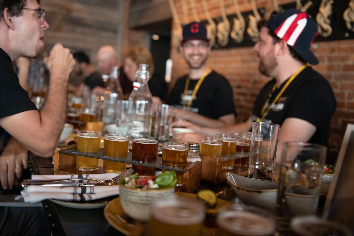 Bachelor party enjoys meal and beer pairing with City Brew Tours.