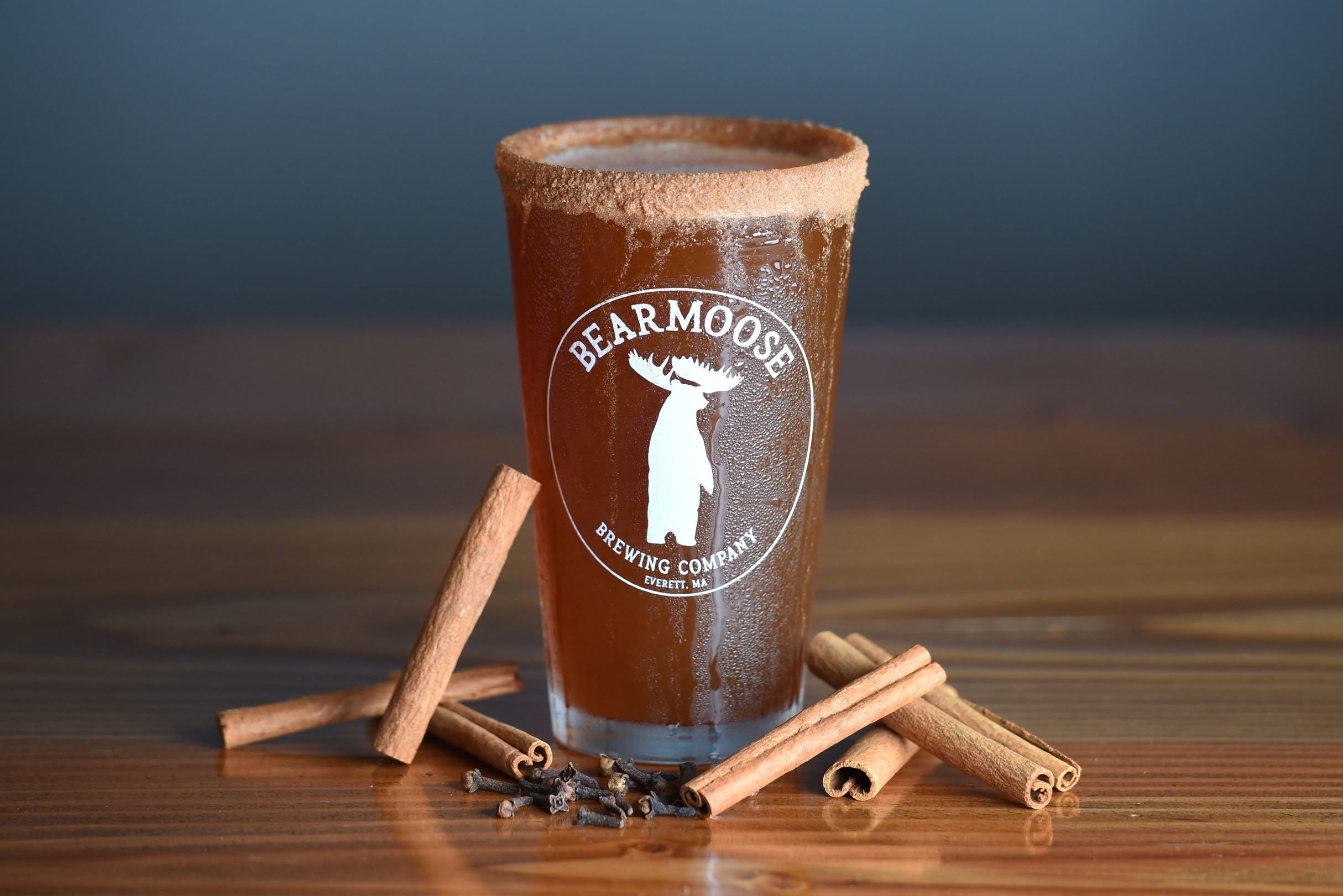 BearMoose Brewing's beer in a cinnamon sugar rimmed pint