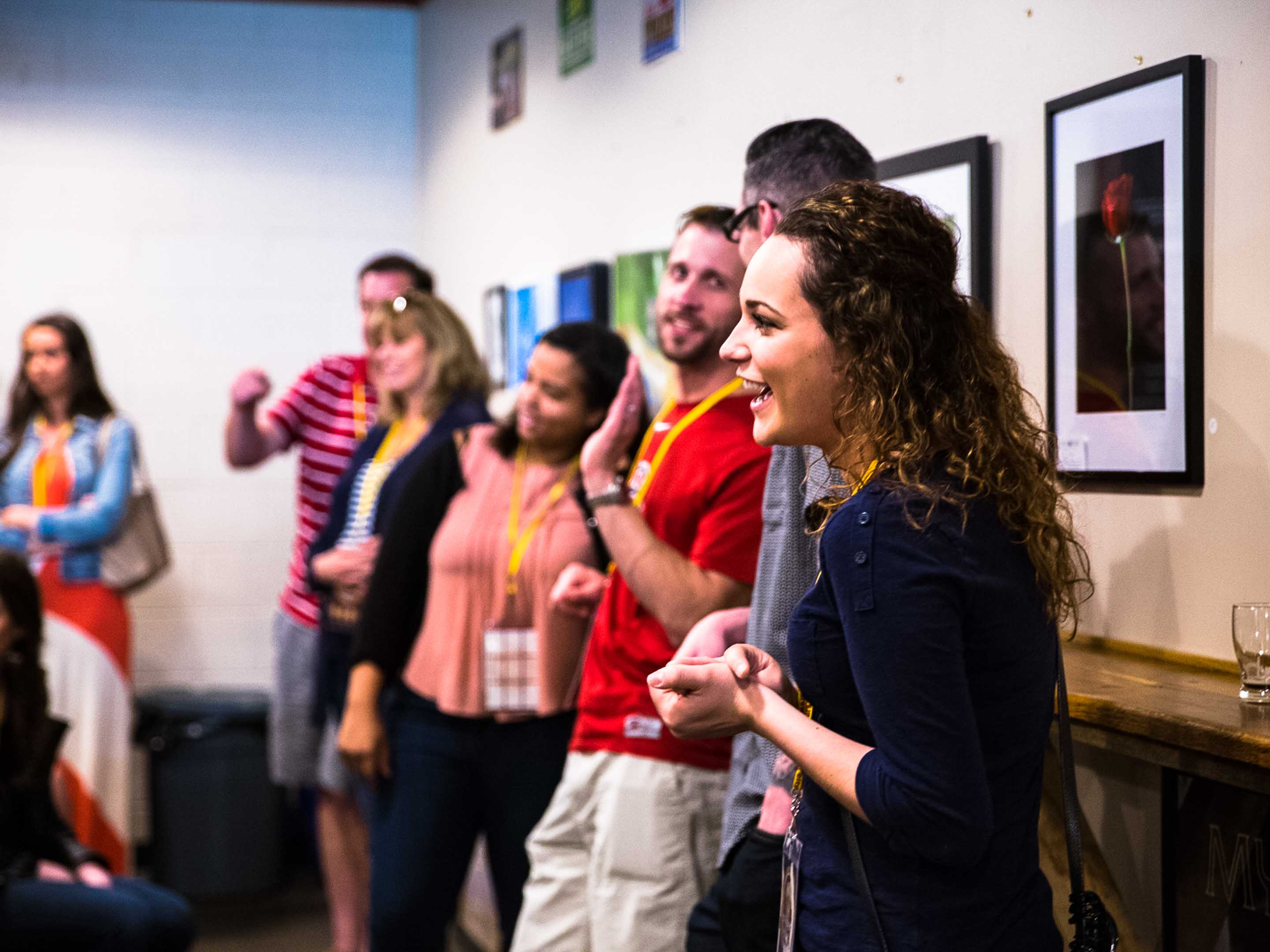 A corporate group enjoying their private brew tour