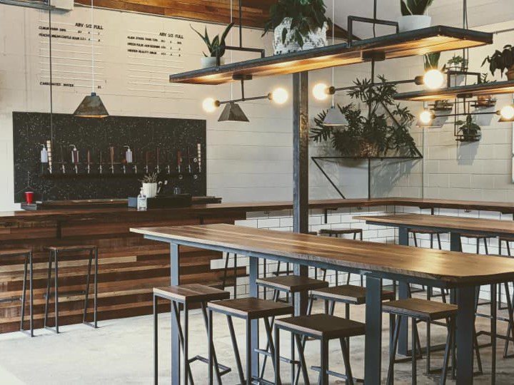New Origin Brewing Company in Asheville, North Carolina, features a sleek and welcoming taproom.