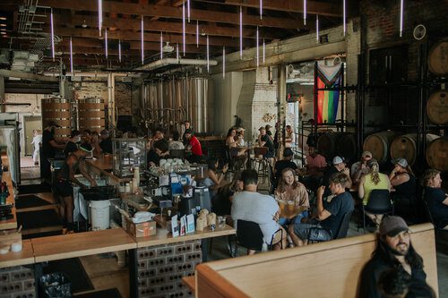 A busy taproom at Trace Brewing in Pittsburgh, PA